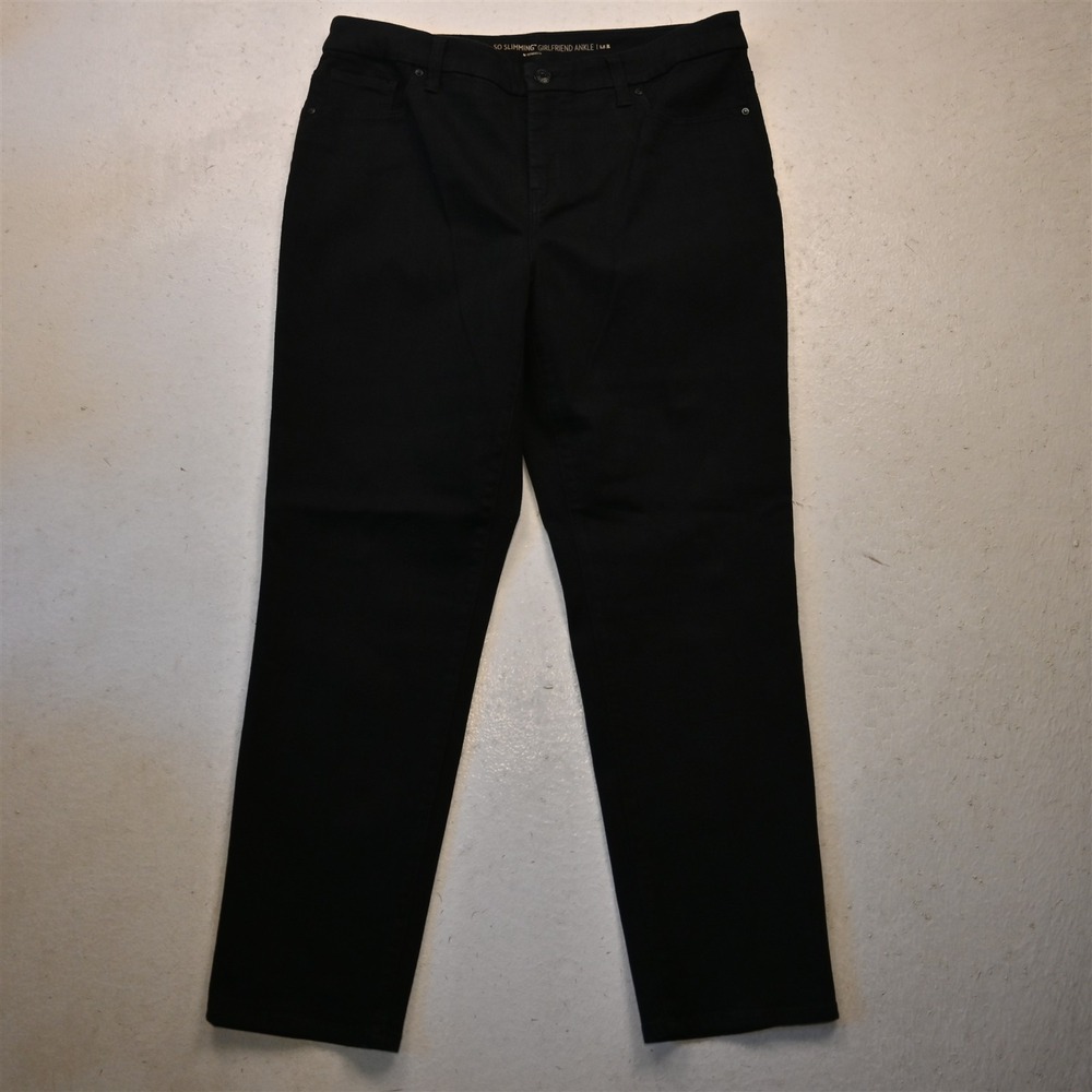 Chicos 10 High Rise So Slimming Girlfriend Ankle Black Denim Womens Jeans